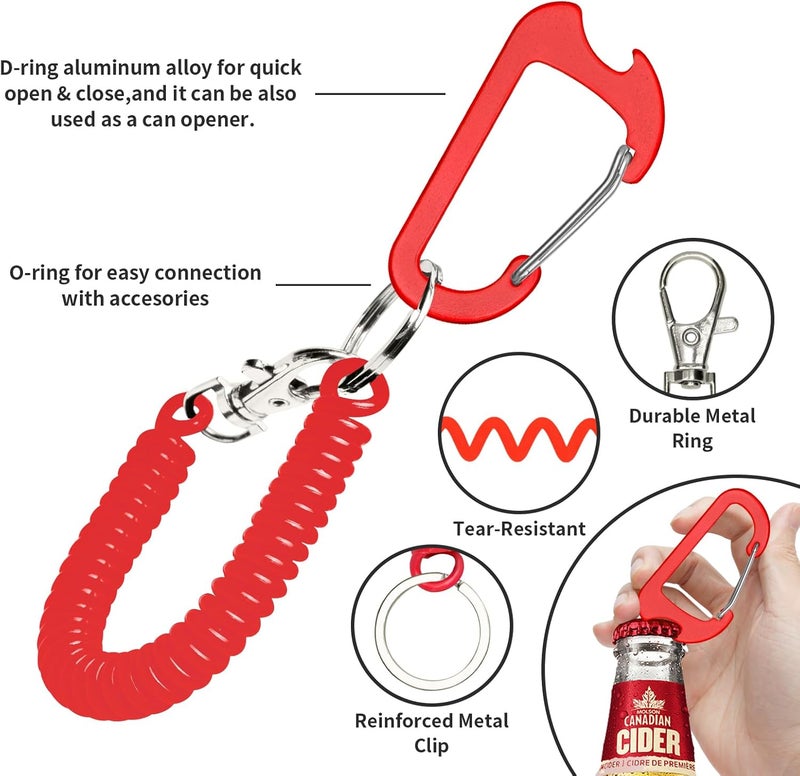 HOTEMIA Phone Tether Lanyard Anti Theft Phone Strap with Carabiner Anti-Drop Outdoor Skiing Hiking Cycling Fishing Climbing fit iPhone and Most Cell Phones (Black+Red) - Image 2